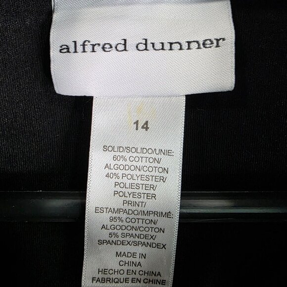 Womens Alfred Dunner Black Brown Animal Print Jacket Full Zip Cotton Blend 14 - Picture 2 of 7